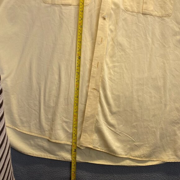 CUTTER & BUCK Button Shirt Size 3XT Long Sleeve YELLOW 100% Cotton TALL,Pockets - Picture 6 of 11
